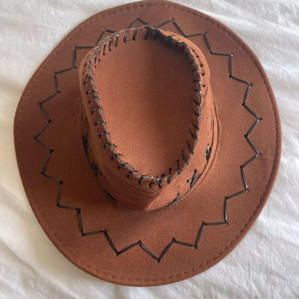 Bundle It!Suede Fabric Cowboy Hat Retro Rancher Hat Wide Brim Hat Sun Protection